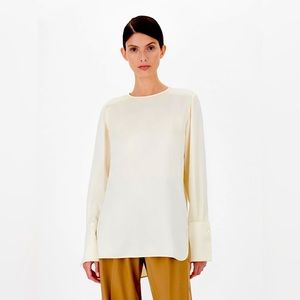 MaxMara ivory pure distressed silk blouse NWT